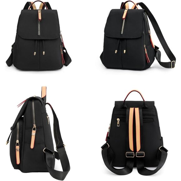 Mini Nylon Backpack for Women Lightweight Travel Purse D Black Small Trendy Bag - Picture 7 of 7